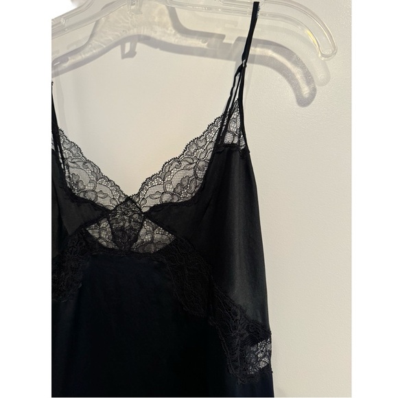 FLEUR DU MAL Silk Lace Detail Camisole Black Small - Picture 3 of 4